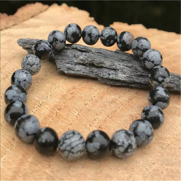 Snowflake obsidian gemstone bracelet - Picture 2 of 4